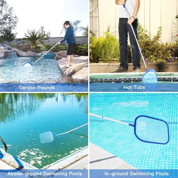 Pool Skimmer Nät, Justerbart Stång, Lättviktsdesign,Blå