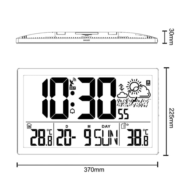 Vægur, LCD-display, præcis tidsynkronisering,sort, 17 inches