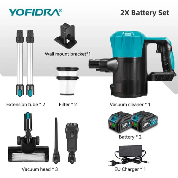 Dammsugare, Borstlös Motor, Hög Sugkraft,2xBatteri Set