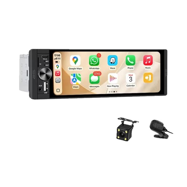 Carplay, Touchskærmsinterface, Multimedieunderstøttelse,K50 Trådløs Carplay+MIC+Kamera