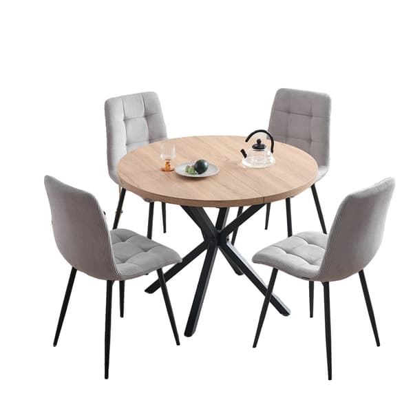 Matbord Set, Rund Design, Modern Minimalistisk Stil,Mörkgrå-set