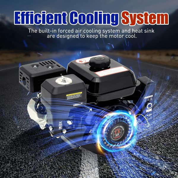 Bensinmotor, 7,5HK, Elektrisk Start,svart