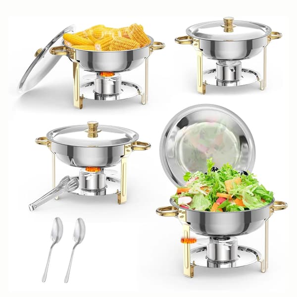 Chafing Dish Sæt, Rustfrit Stål Konstruktion, Temperaturkontrol,4stk