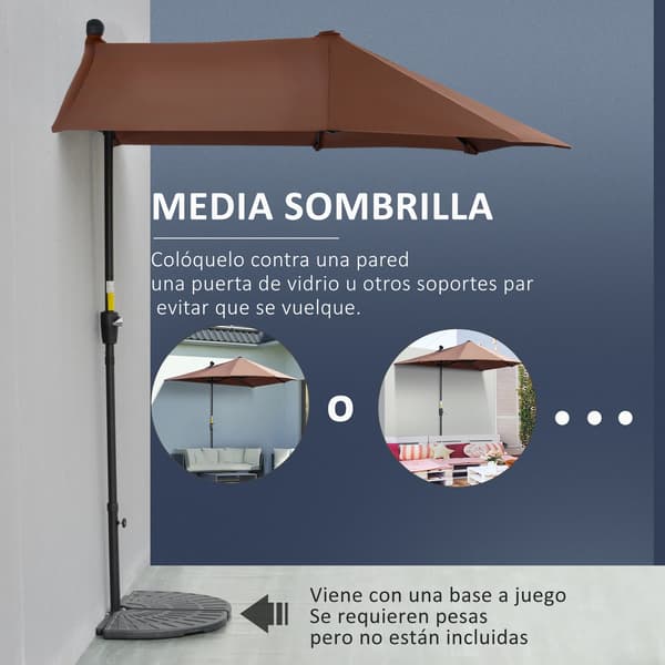 Haveumbrella, Stålstang, UV-beskyttelse,Kaffe