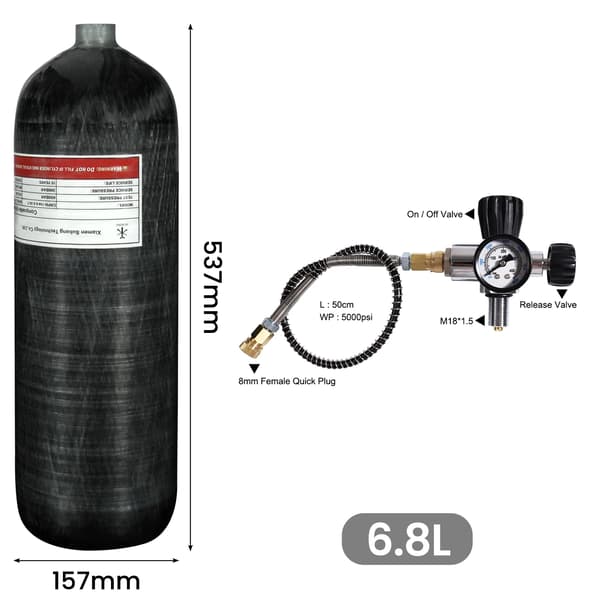 Cylinder, Højtrykskapacitet, Letvægtskonstruktion,6.8L med C ventil