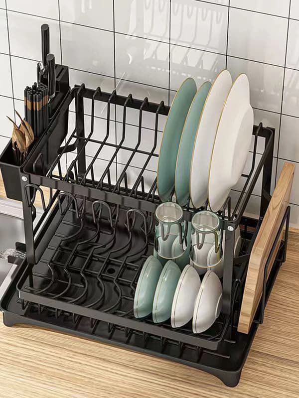 Skuffeopbevaringshylde, Jernkonstruktion, Pladsbesparende Design,sort
