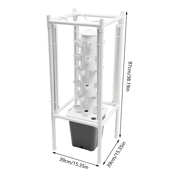 Hydroponiskt växtkit, vertikal design, LED-växtlampor ingår,EU-plugg-grå