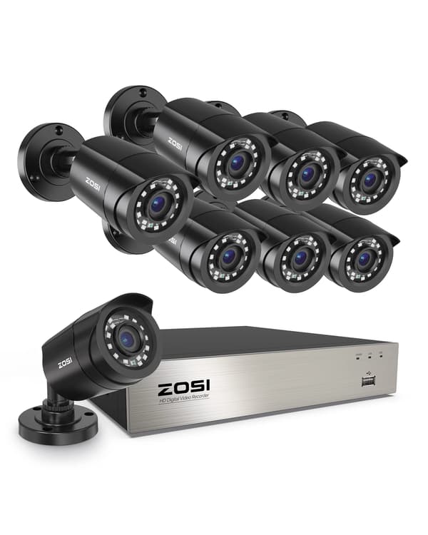 Säkerhetskamerasystem, AI-detektering, väderbeständig design, 8CH DVR x 8 kameror-a, 1T-a