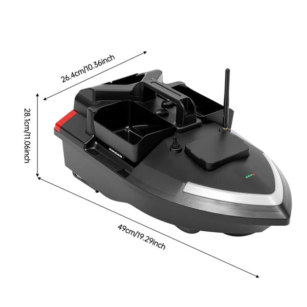 Baitbåt, GPS-kontroll, Lång batteritid,svart
