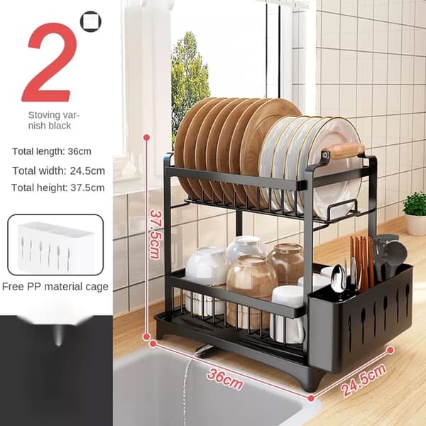 Diskställ, 2-nivådesign, Rostbeständig,svart