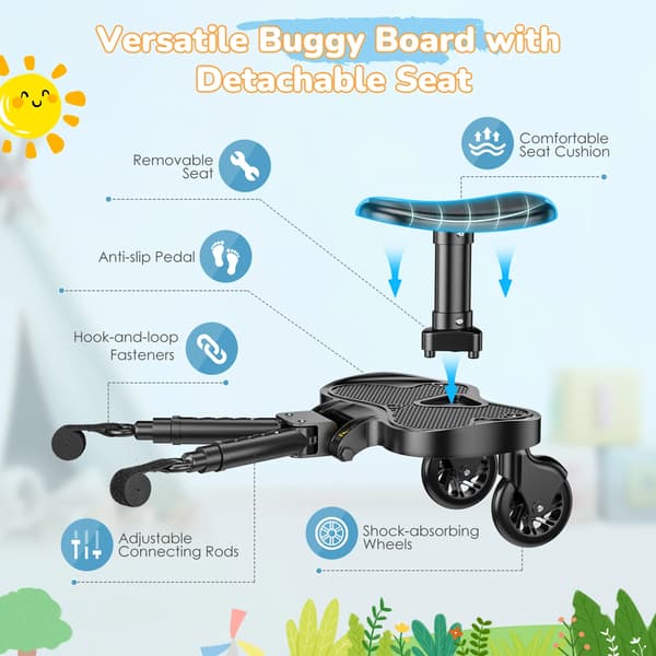 Buggy Board, Säädettävä pituus, Irrotettava istuin, A