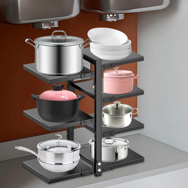 Køkkenrække, Justerbart Design, Multifunktionel Organizer,sort