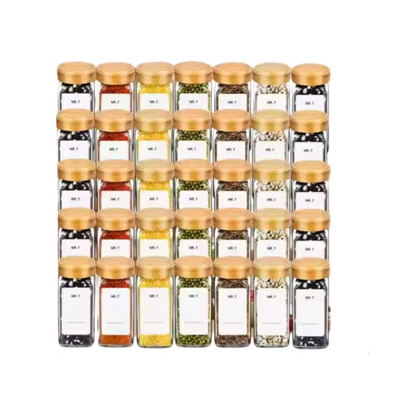 Kryddburkar Set, Lufttäta Glasbehållare, Bambulock,35PCS