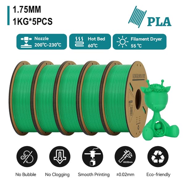 3D-skrivarfilament, 1,75 mm diameter, solid material,PLA-Grön