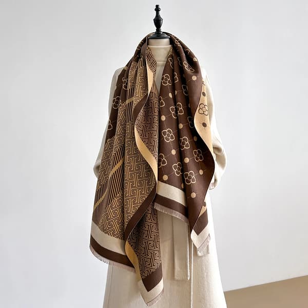 Sjal, Varm Polyester Fabric, Resemöjlighet,Kaffe