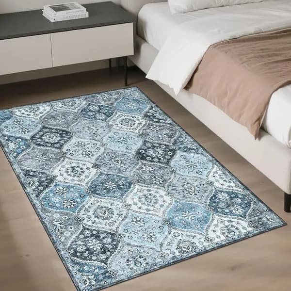 Mattor, Fläckresistenta, Halkfri Design,grå blå, 160x230cm-b