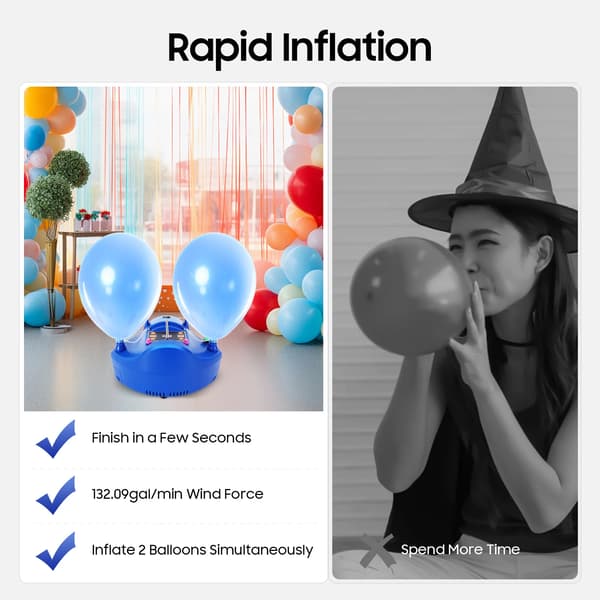 Ballonguppblåsare, Dubbelmunstycke, 1200W Effekt,Blå
