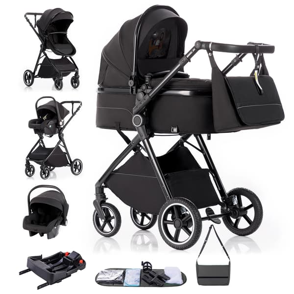 Babybärare, vikbar design, lätt och resevänlig, V8-SVART-ISOFIX BAS