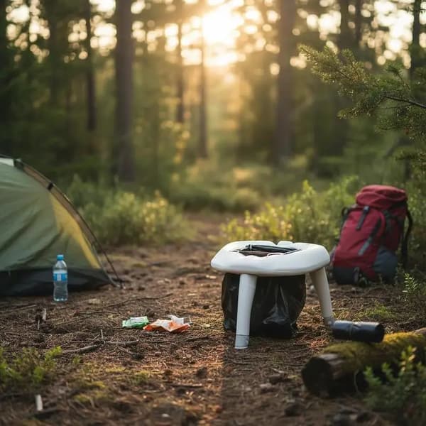 Bärbar Campingtoalett, Fällbar Design, Inkluderar Avfallspåsar,VIT