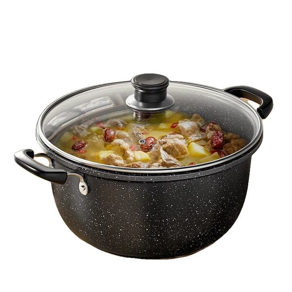 Soppa & Buljonggryta, Hållbart Järn, Glaslock,4-5L, svart