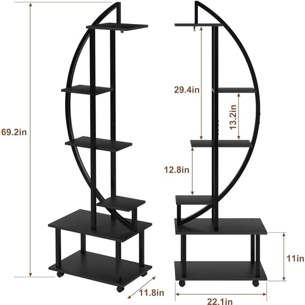 Indendørs Planteholder, 6 Niveauer, Moderne Design,Sort