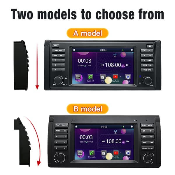 Carplay, Touchscreen Display, Smartphone Integration, kompatibel med BMW 5 Series E53 Trådløs,SY E53 linux 7tommer