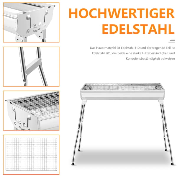 BBQ Grill, Bärbar Design, Mångsidig Matlagning,silver