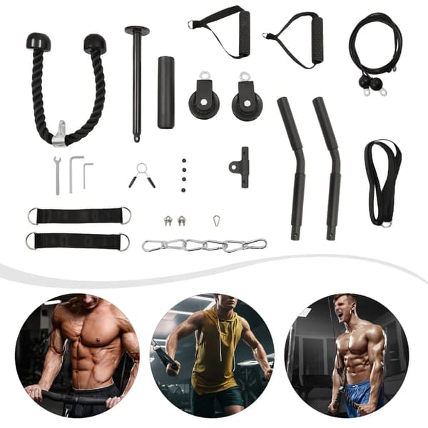 Lat Pulldown System, Justerbart Design, Holdbare Materialer,sort