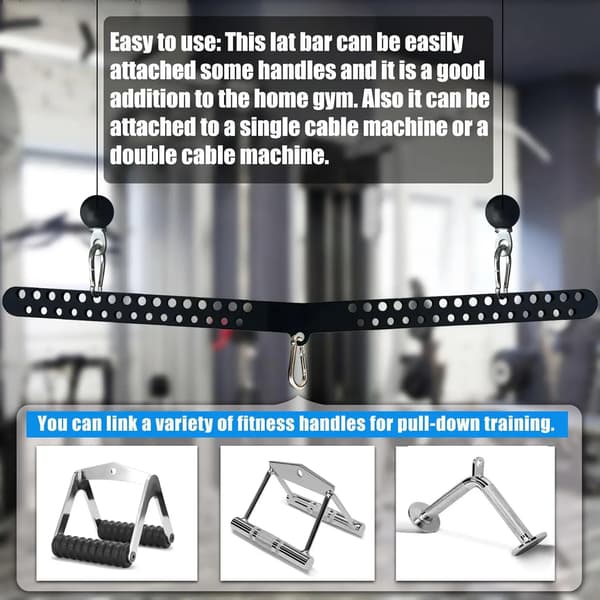 Lat Pulldown Bar, Multi-Grepp Design, Robust Konstruktion,SVART-LÅNG PLATTA STÅNG