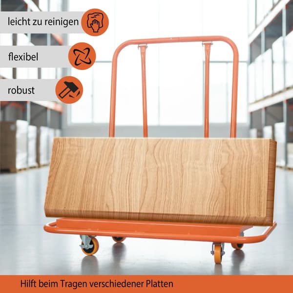 Panelvogn, 1000 kg kapacitet, holdbart metaldesign,Appelsin