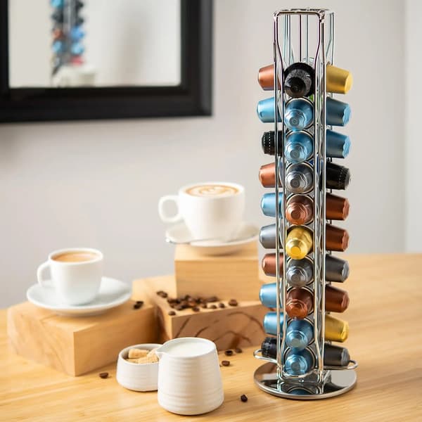 Kaffekapselholder, Drejelig Stativ, Pladsbesparende Organizer,sølv