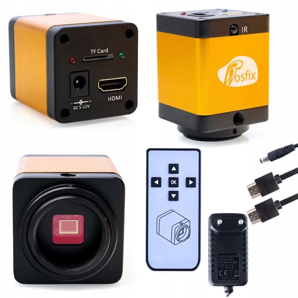 Mikroskop Sæt, HDMI Forbindelse, Professionel 12MP Kamera,2000X, sort