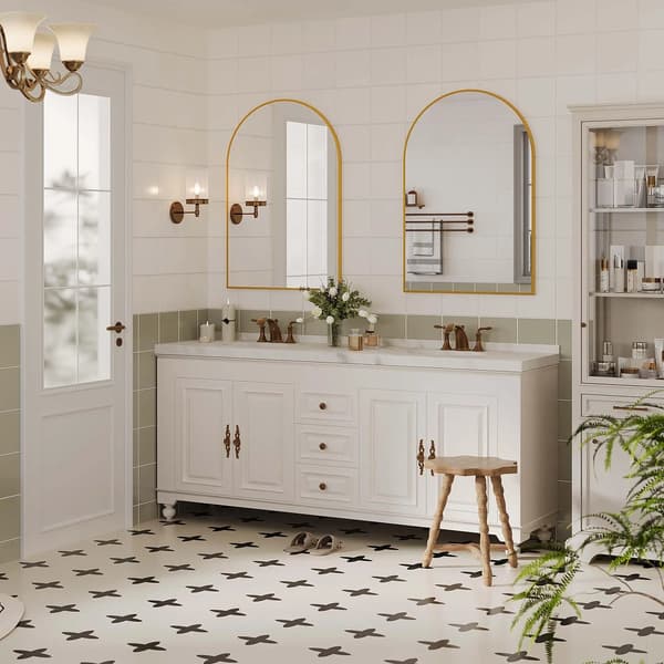 Väggspegel, Bågad Design, Hållbar Aluminiumram,Guld