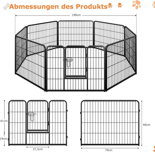Djurinhägnad, Modulär Design, Säker och Trygg,svart