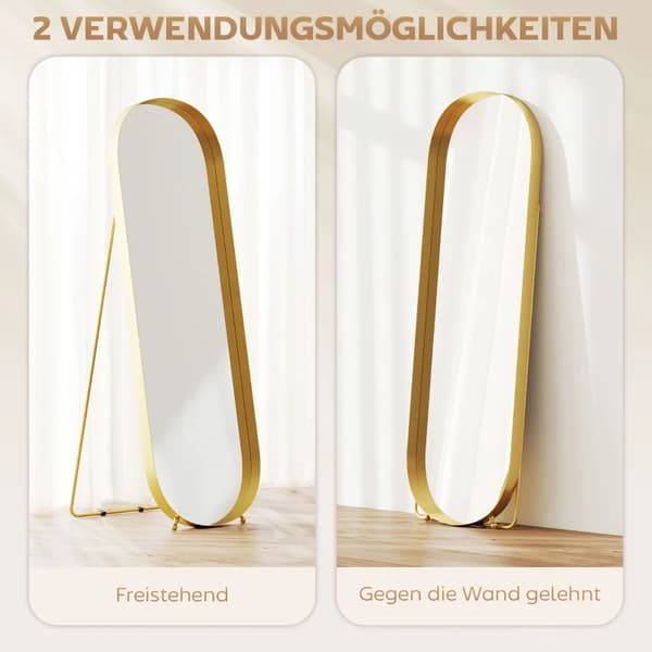 Helkroppsspegel, Metallram, Elegant Design,Guld