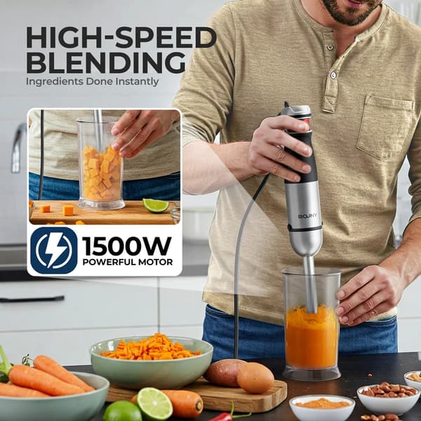 Håndblender, 6-i-1 Multi-Accessory Design, Rustfrit Stål Blade,6 i 1, sort