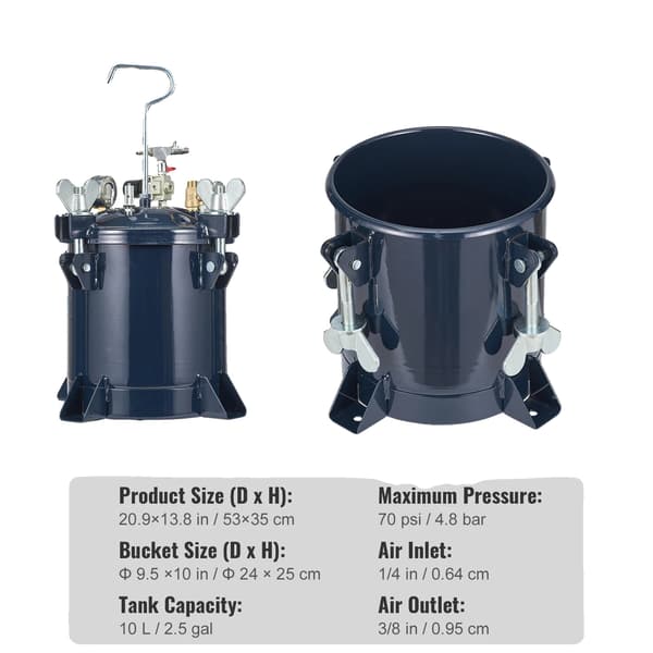 Trykgryde, Robust Design, Tætning System uden Lækage,10L 70psi 4.8bar