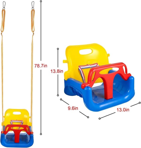 Babysving, 3-i-1 Design, Justerbar Højde,MULTI
