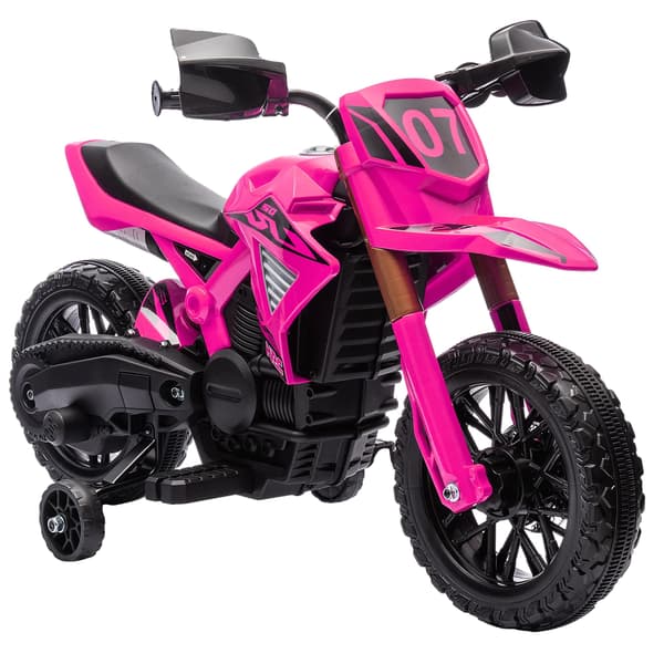 Elektrisk motorcykel, stödhjul, åkleksak, Rosa