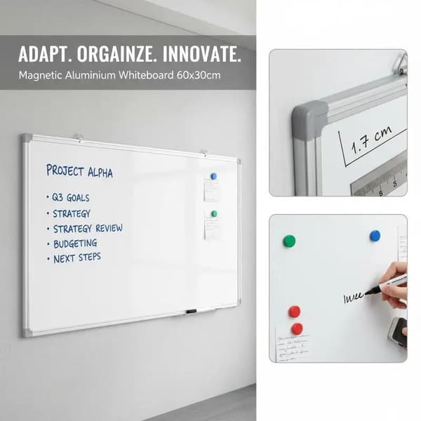 Whiteboard, Aluminiumkonstruktion, Magnetisk Overflade,hær grøn