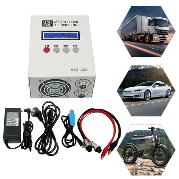Batteritest, LCD-display, Lithium- og blysyrekompatibilitet,sort