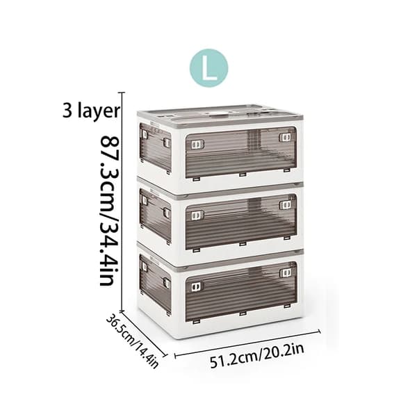 Förvaringslåda, Stapelbar, Fällbar Design,Vit-L-3