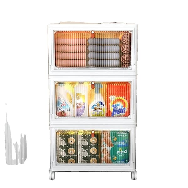 Förvaringslåda, Stapelbar, Fällbar Design,Vit