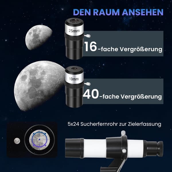 Astronomisk Teleskop, 70 mm Linse, Justerbart Stativ,MULTI