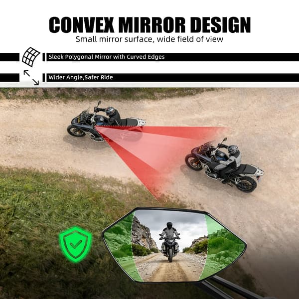 Bakspejle, Antireflekslinse, 360° Rotérbart Design,sort