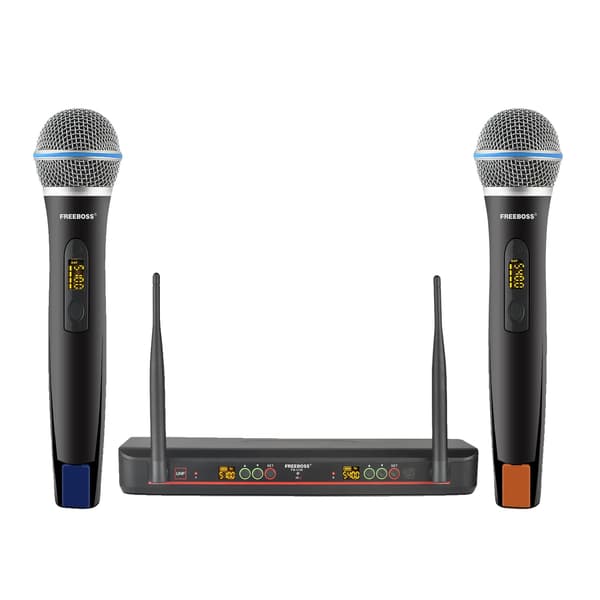 Trådlös mikrofon, dynamisk UHF, handhållen design,2 Mic