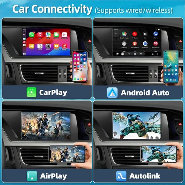 Bilinterface Dekoder, Navigationssystem, Smartphone Integration, kompatibel med Audi A4 B8 A5 Q5 S5 2009-2015,Med MMI Knob
