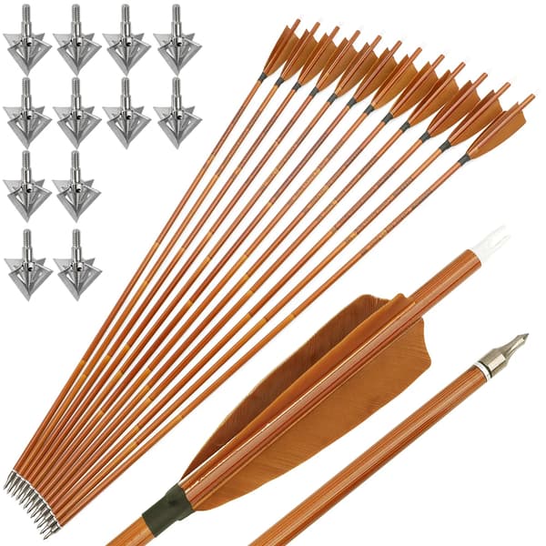 Kolfiberpilar, Hybridmaterial, 100 Grain Pilspetsar,12PCS Brun