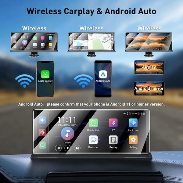 Dash Cam, 4K Front- og Bagkameraer, Smart Enhedsintegration,Ingen, sort