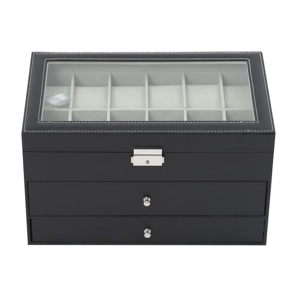 Smykkeskrin, 3-lags Organizer, Fløjl Foring,sort